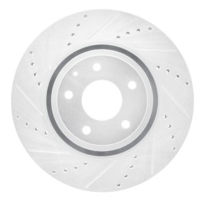 Mazda CX-5 Brake Rotor (1) - Front Left - R1 Concepts - Drilled & Slotted - Silver - `16-`25